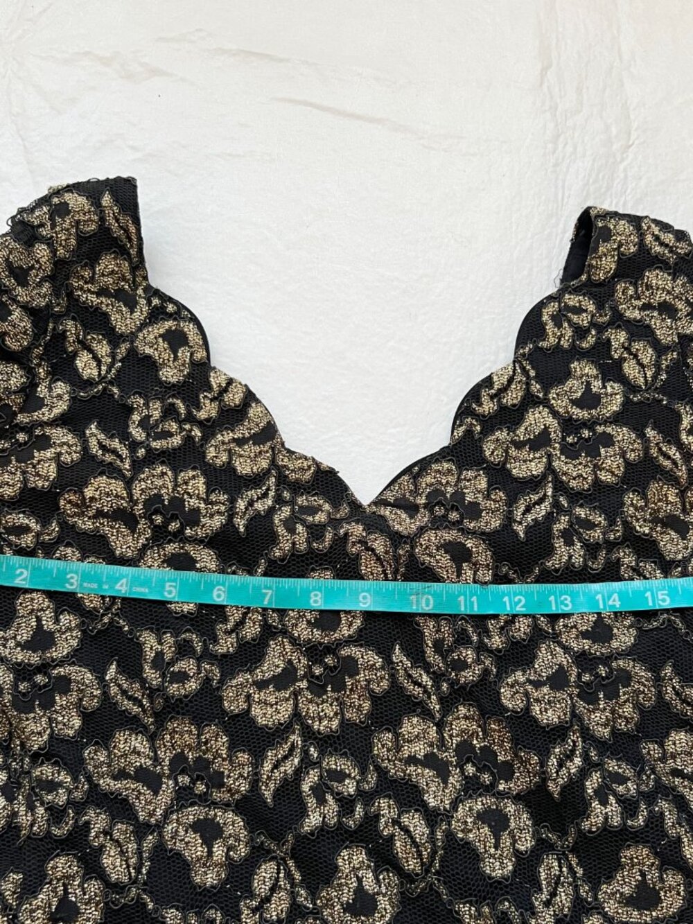 Vintage dress 90s medium Black Lace Gold Floral print long sleeve bodycon - Picture 6 of 8